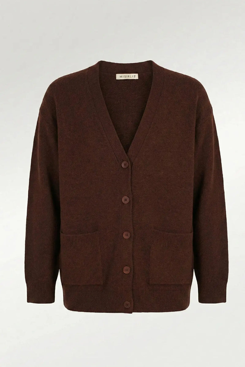 Kahverengi Düğmeli Midi Kadın Hırka  Mısırlı 1951