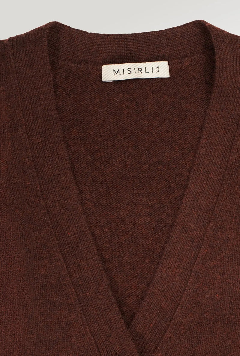 Kahverengi Düğmeli Midi Kadın Hırka  Mısırlı 1951