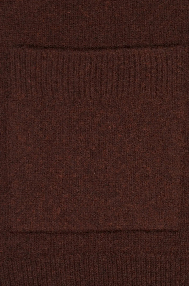 Kahverengi Düğmeli Midi Kadın Hırka