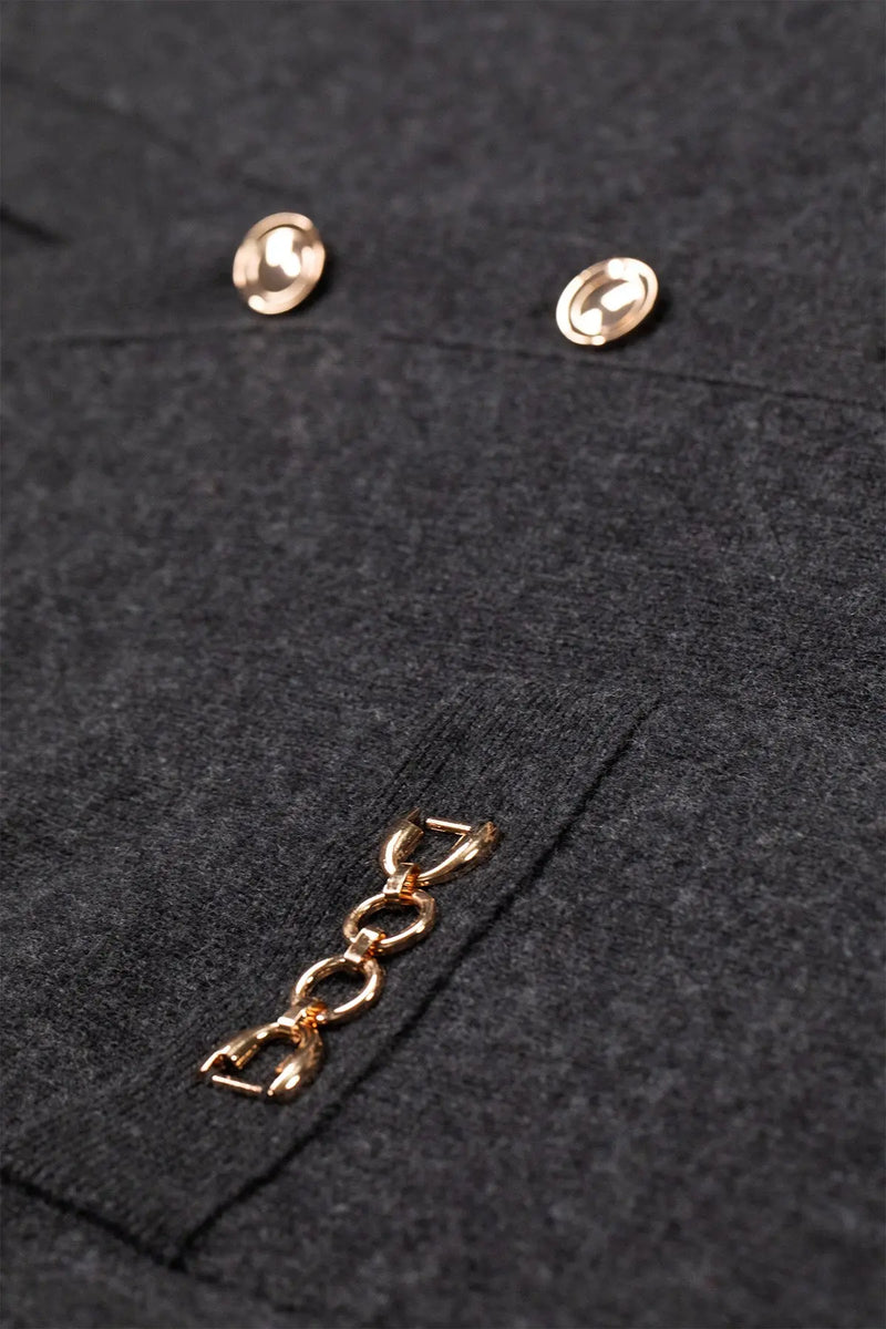 Koyu Gri Zincir Aksesuarlı Kadın Hırka  Mısırlı 1951