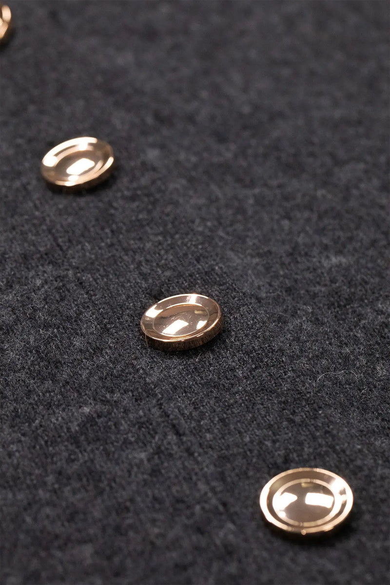 Koyu Gri Zincir Aksesuarlı Kadın Hırka  Mısırlı 1951