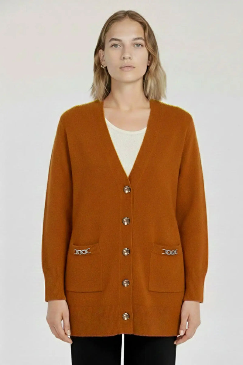 Kiremit Zincir Aksesuarlı Kadın Hırka  Mısırlı 1951