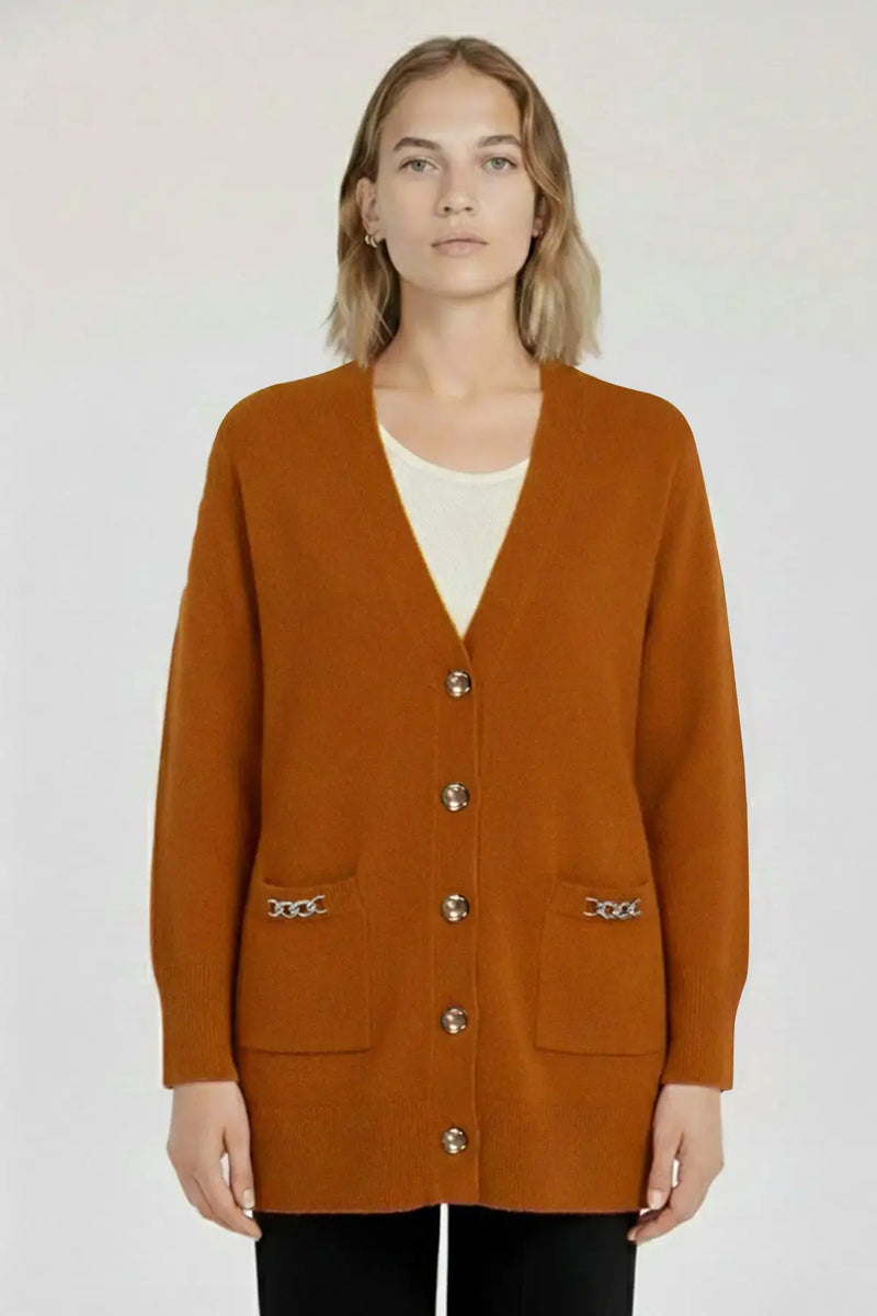 Kiremit Zincir Aksesuarlı Kadın Hırka  Mısırlı 1951