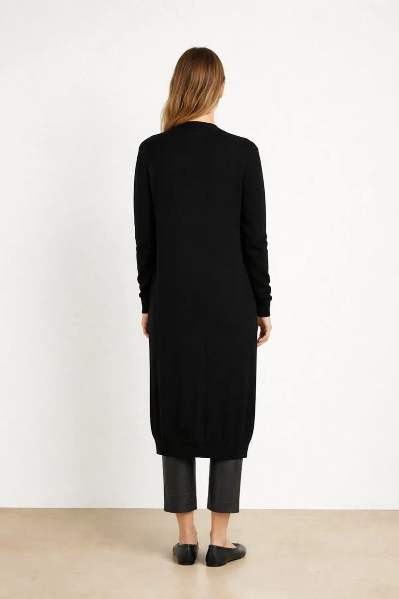 Siyah Boydan Düğmeli Uzun Kadın Hırka - Mısırlı 1951