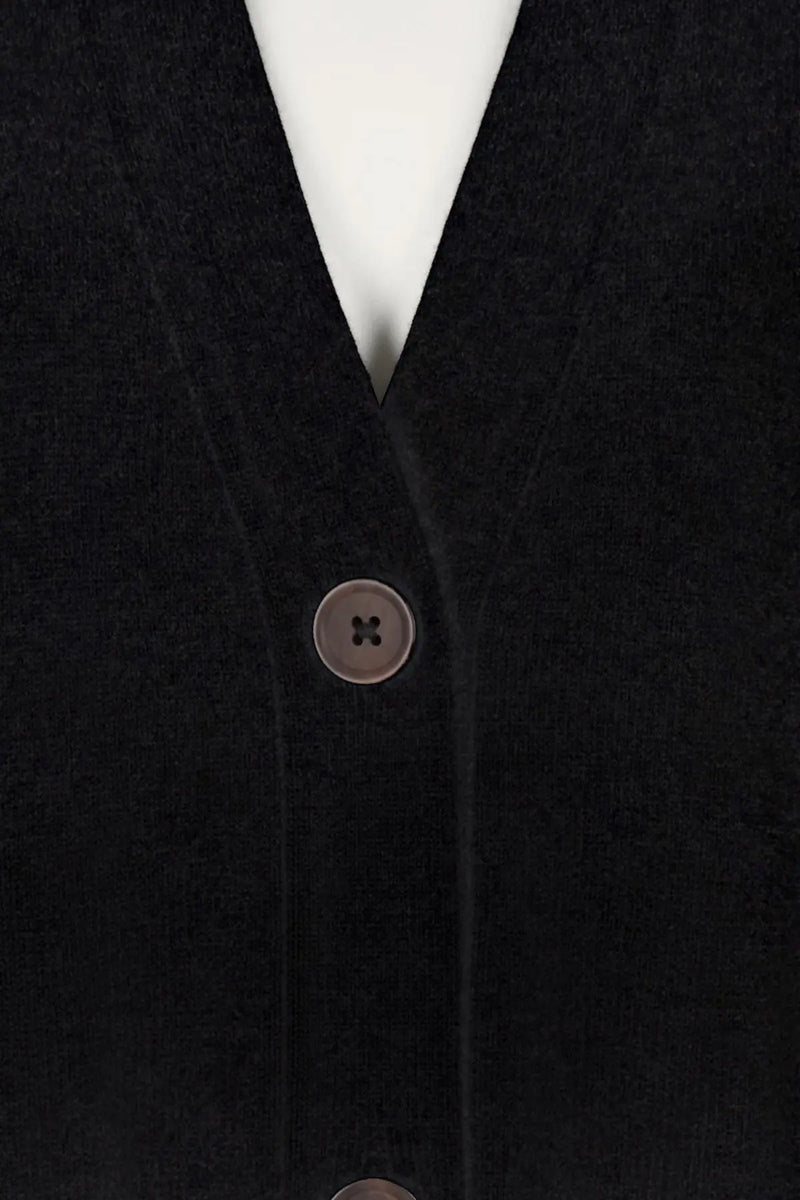 Siyah Boydan Düğmeli Uzun Kadın Hırka - Mısırlı 1951