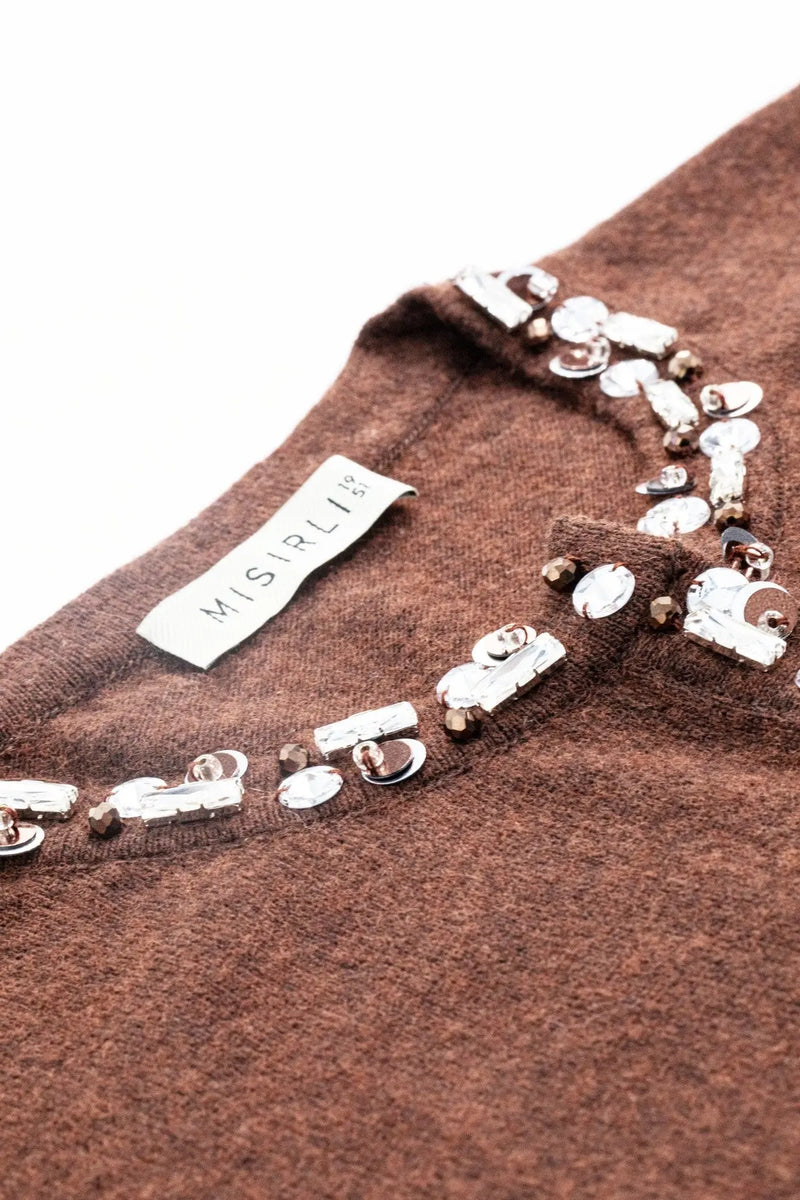 Kahverengi Taş İşlemeli Kadın Hırka  Mısırlı 1951