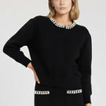 Siyah Yakası Taş İşlemeli Kadın Hırka  Mısırlı 1951