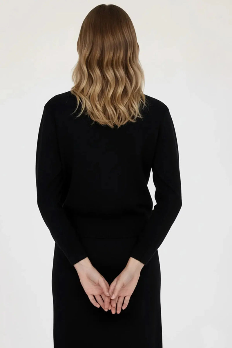 Siyah Yakası Taş İşlemeli Kadın Hırka  Mısırlı 1951