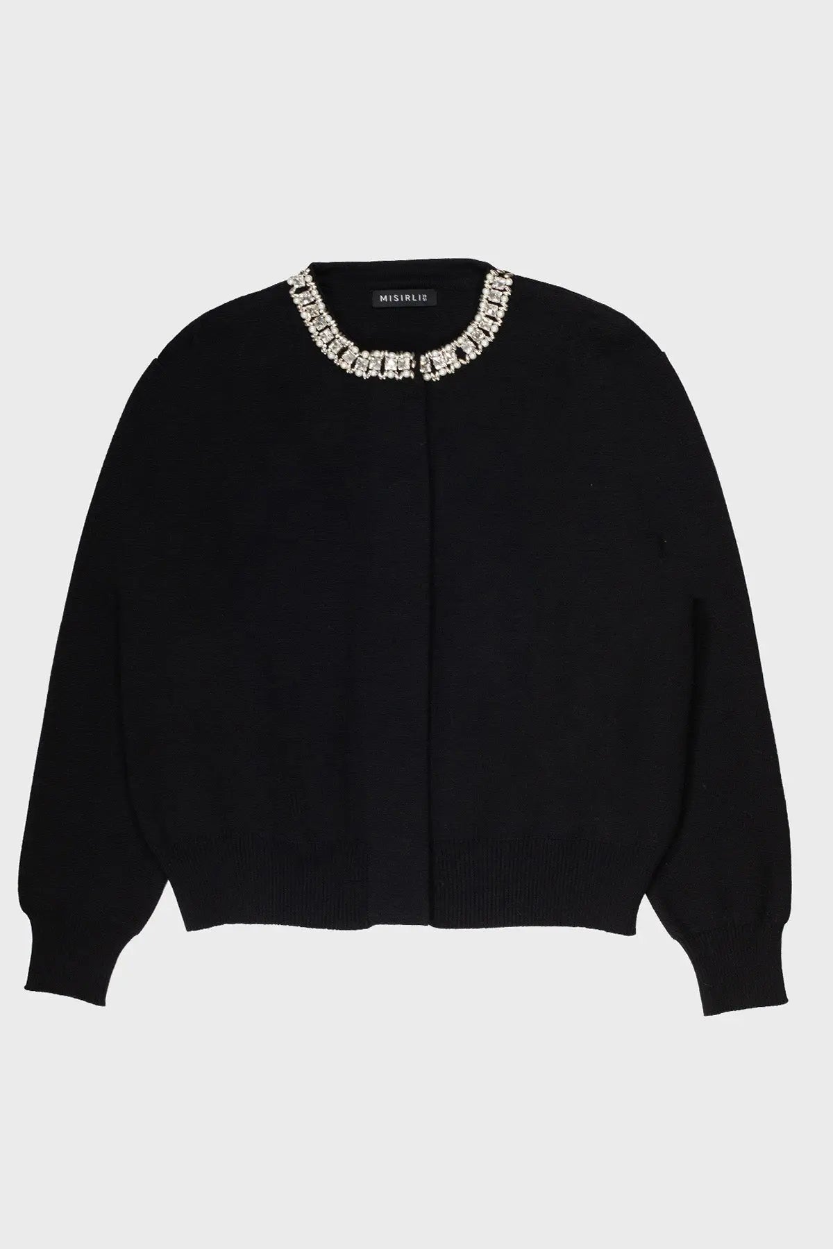 Siyah Yakası Taş İşlemeli Kadın Hırka  Mısırlı 1951