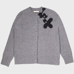 Gri Siyah Yaprak İşlemeli Kadın Hırka  Mısırlı 1951