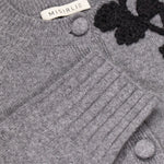 Gri Siyah Yaprak İşlemeli Kadın Hırka  Mısırlı 1951