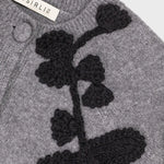 Gri Siyah Yaprak İşlemeli Kadın Hırka  Mısırlı 1951