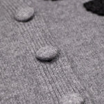 Gri Siyah Yaprak İşlemeli Kadın Hırka  Mısırlı 1951