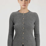 Koyu Gri Metal Düğmeli Kadın Hırka  Mısırlı 1951