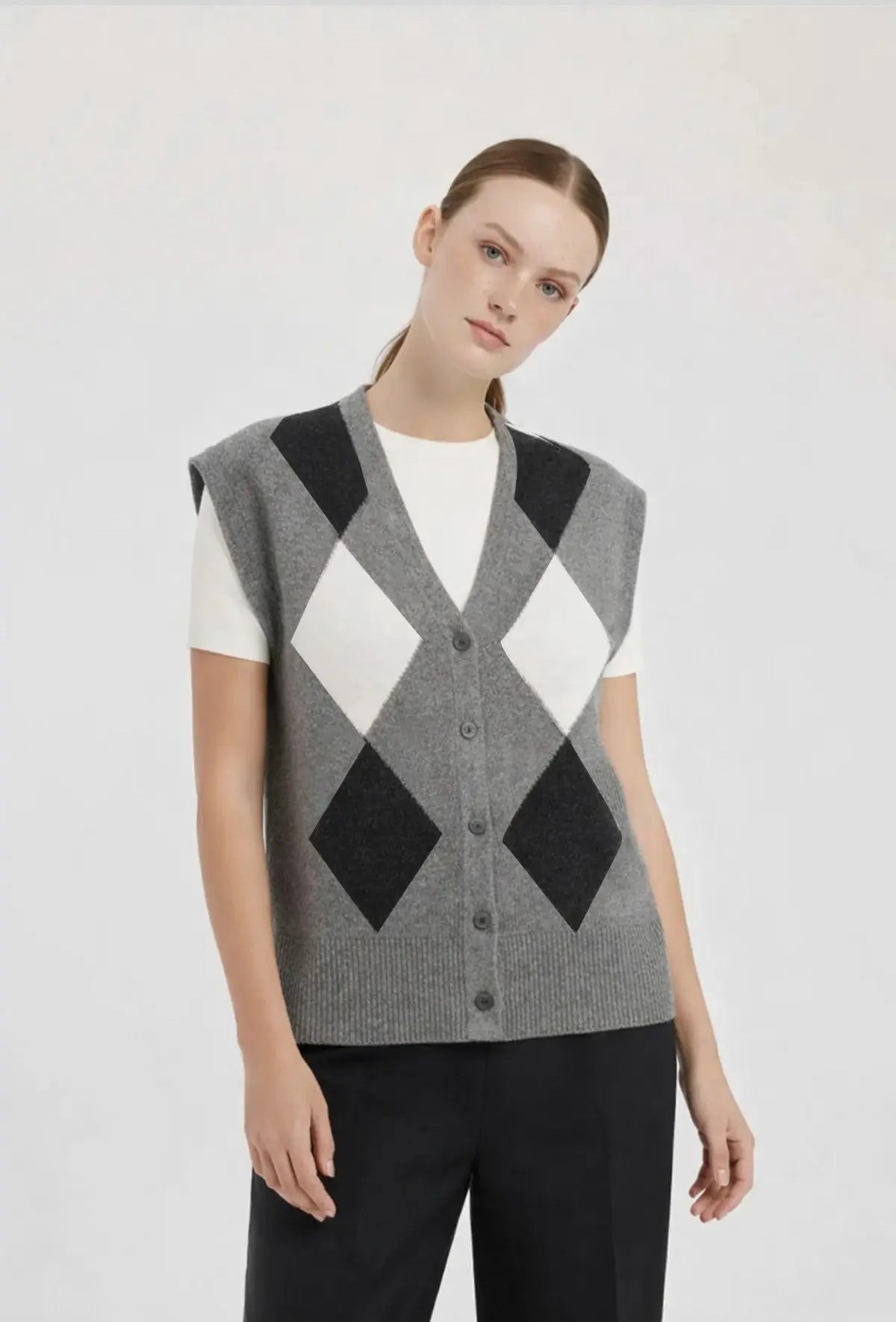 Multicolor Baklava Desenli Kadın Süveter  Mısırlı 1951