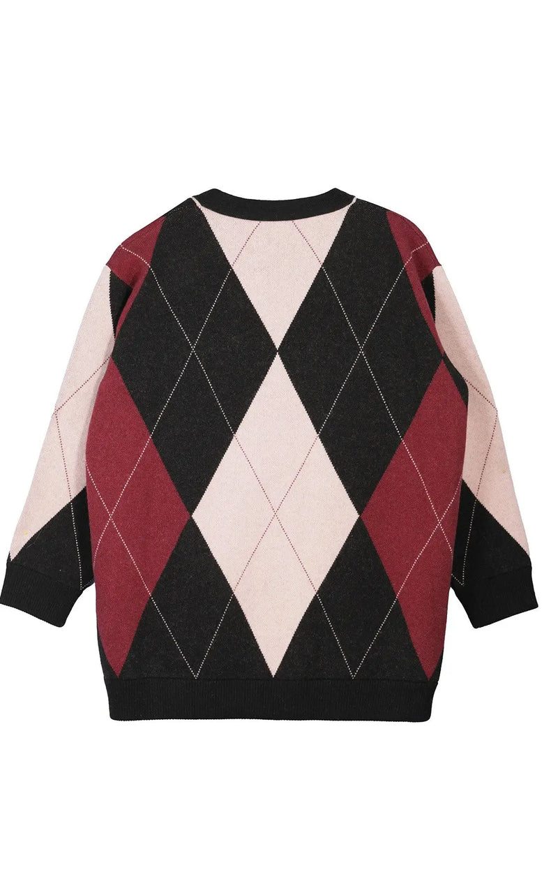 Multicolor Baklava Desenli Kadın Hırka