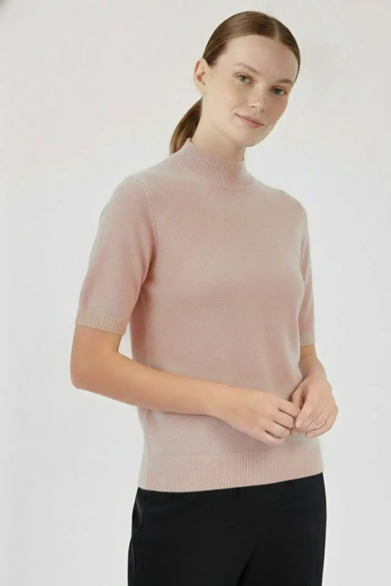 Camel Yarım Boğazlı Kısa Kollu Kadın Kazak - Mısırlı 1951