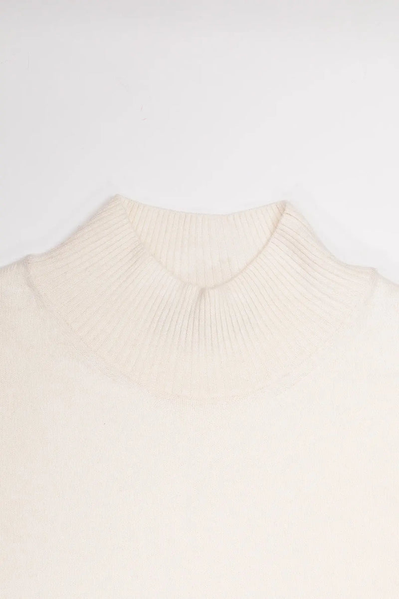 Ekru Yarım Boğazlı Kısa Kollu Kadın Kazak  Mısırlı 1951