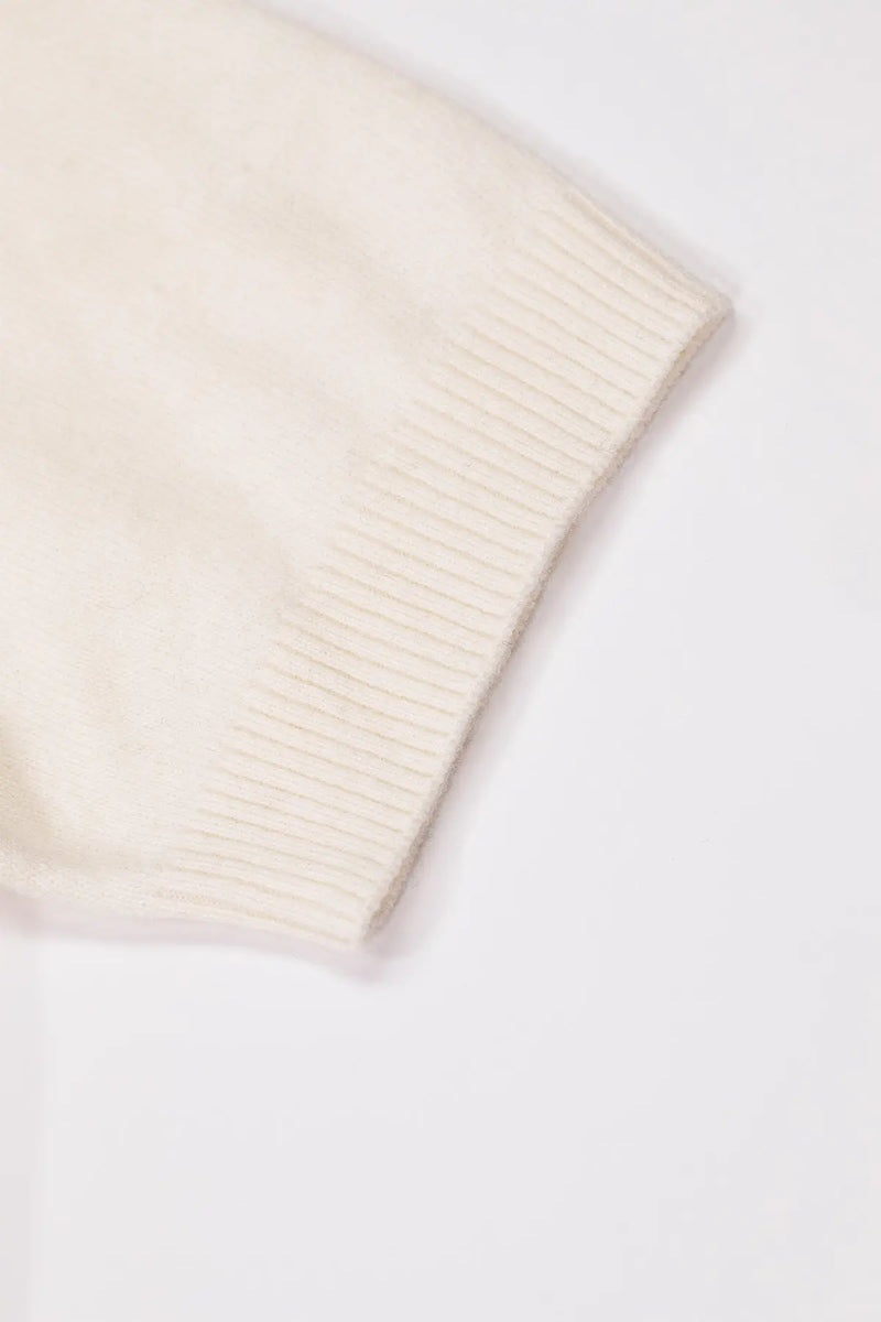 Ekru Yarım Boğazlı Kısa Kollu Kadın Kazak - Mısırlı 1951