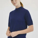 Lacivert Yarım Boğazlı Kısa Kollu Kadın Kazak - Mısırlı 1951