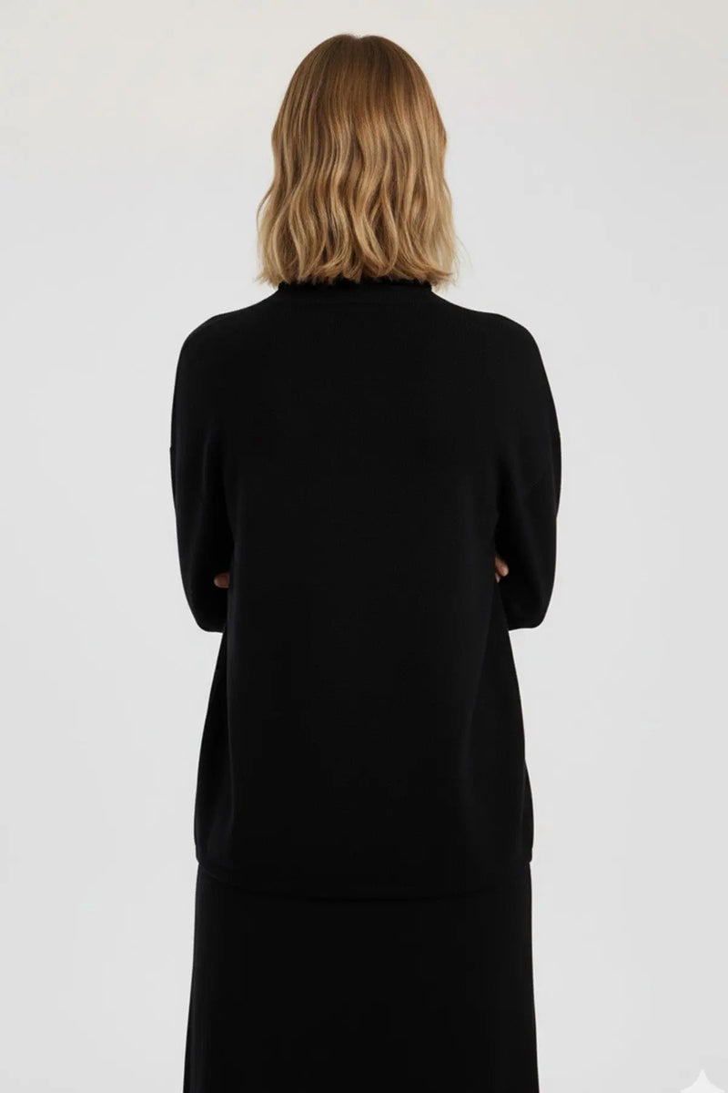 Siyah Dik Yaka Basic Kadın Kazak  Mısırlı 1951