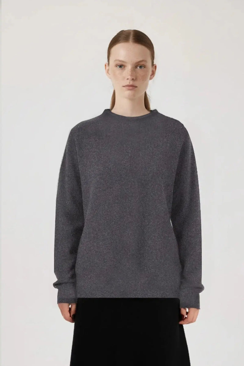 Koyu Gri Dik Yaka Basic Kadın Kazak  Mısırlı 1951