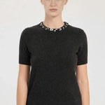 Koyu Gri Taş ve Boncuk İşlemeli Kadın Kazak  Mısırlı 1951