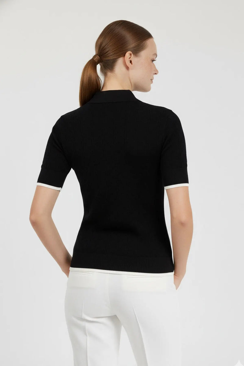 Siyah Ekru Dokusu Desenli Kadın Kazak  Mısırlı 1951