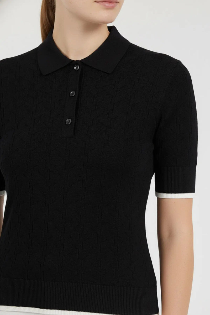 Siyah Ekru Dokusu Desenli Kadın Kazak  Mısırlı 1951