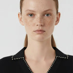 Siyah Yakası İnci Detaylı Kadın Kazak  Mısırlı 1951