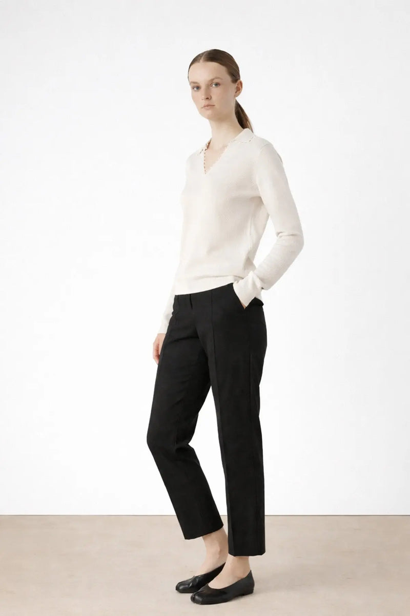 Ekru Yakası İnci Detaylı Kadın Kazak  Mısırlı 1951