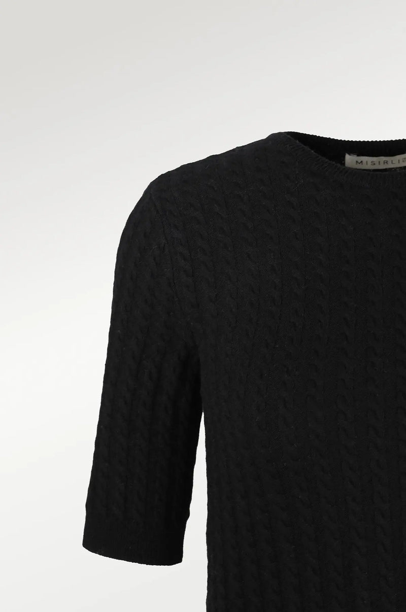 Siyah Örgü Desenli Kadın Kazak  Mısırlı 1951