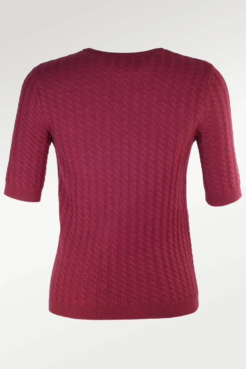 Mürdüm Örgü Desenli Kadın Kazak