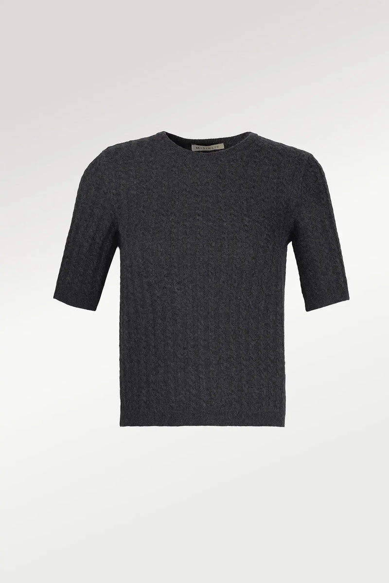 Koyu Gri Örgü Desenli Kadın Kazak  Mısırlı 1951