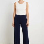 Lacivert Nervürlü Bol Paça Kadın Pantolon  Mısırlı 1951