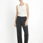 Koyu Gri Nervürlü Bol Paça Kadın Pantolon  Mısırlı 1951