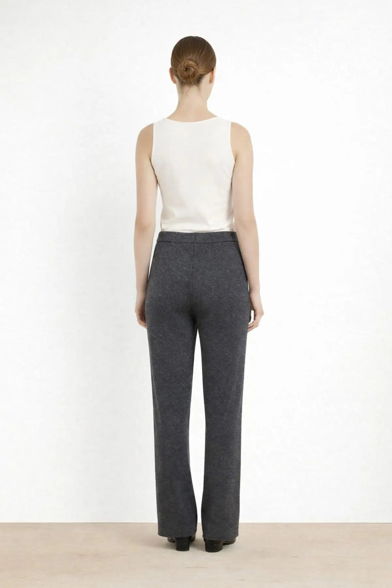 Koyu Gri Nervürlü Bol Paça Kadın Pantolon  Mısırlı 1951