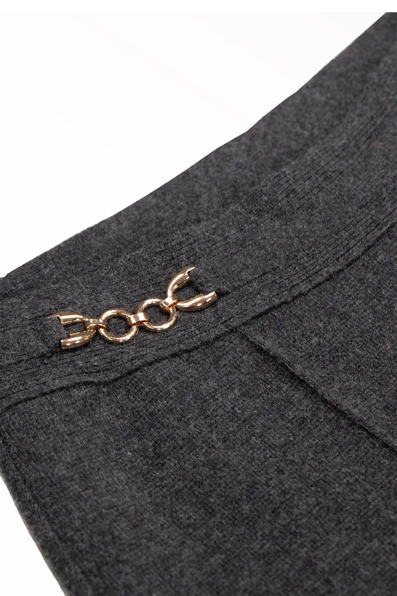 Koyu Gri Zincir Aksesuarlı Kadın Pantolon