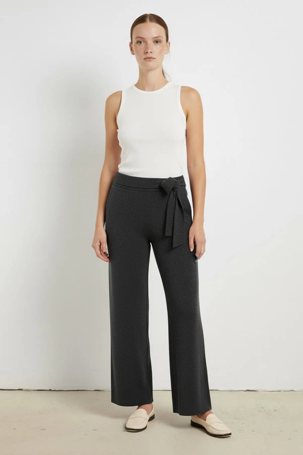 Koyu Gri Beli Kuşaklı Kadın Pantolon  Mısırlı 1951