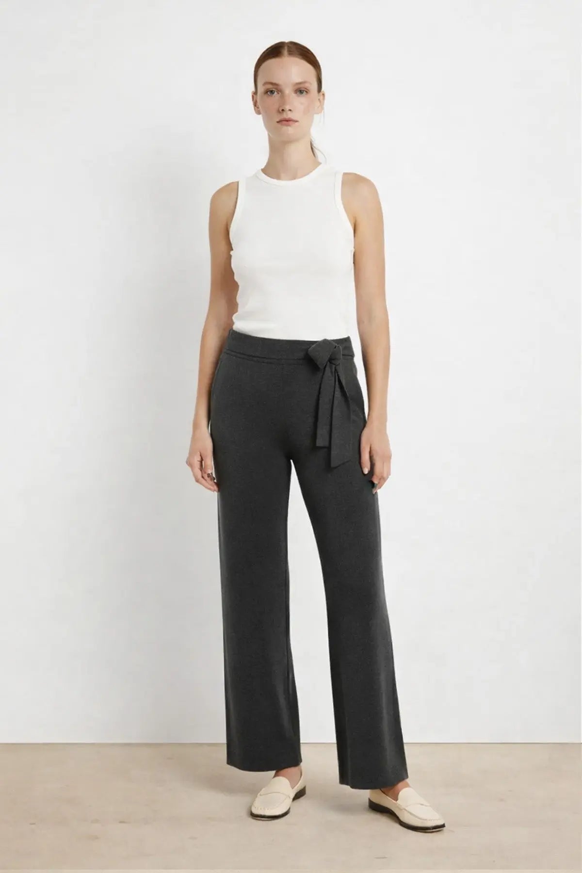 Koyu Gri Beli Kuşaklı Kadın Pantolon - Mısırlı 1951