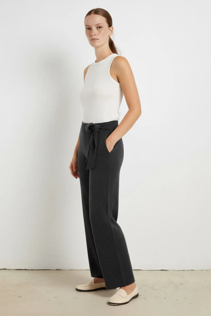 Koyu Gri Beli Kuşaklı Kadın Pantolon  Mısırlı 1951