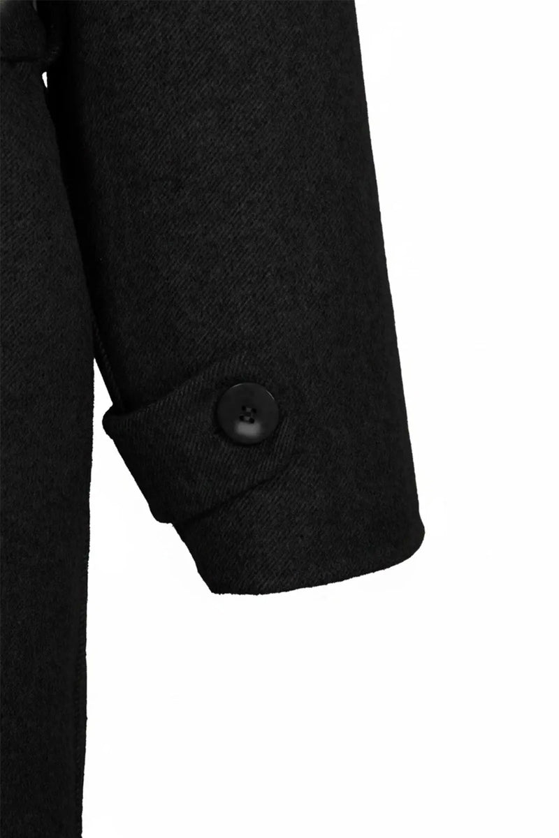 Siyah Kruvaze Kuşaklı Uzun Kadın Kaban  Mısırlı 1951