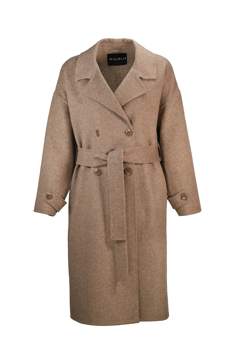 Taş Kruvaze Kuşaklı Uzun Kadın Kaban  Mısırlı 1951