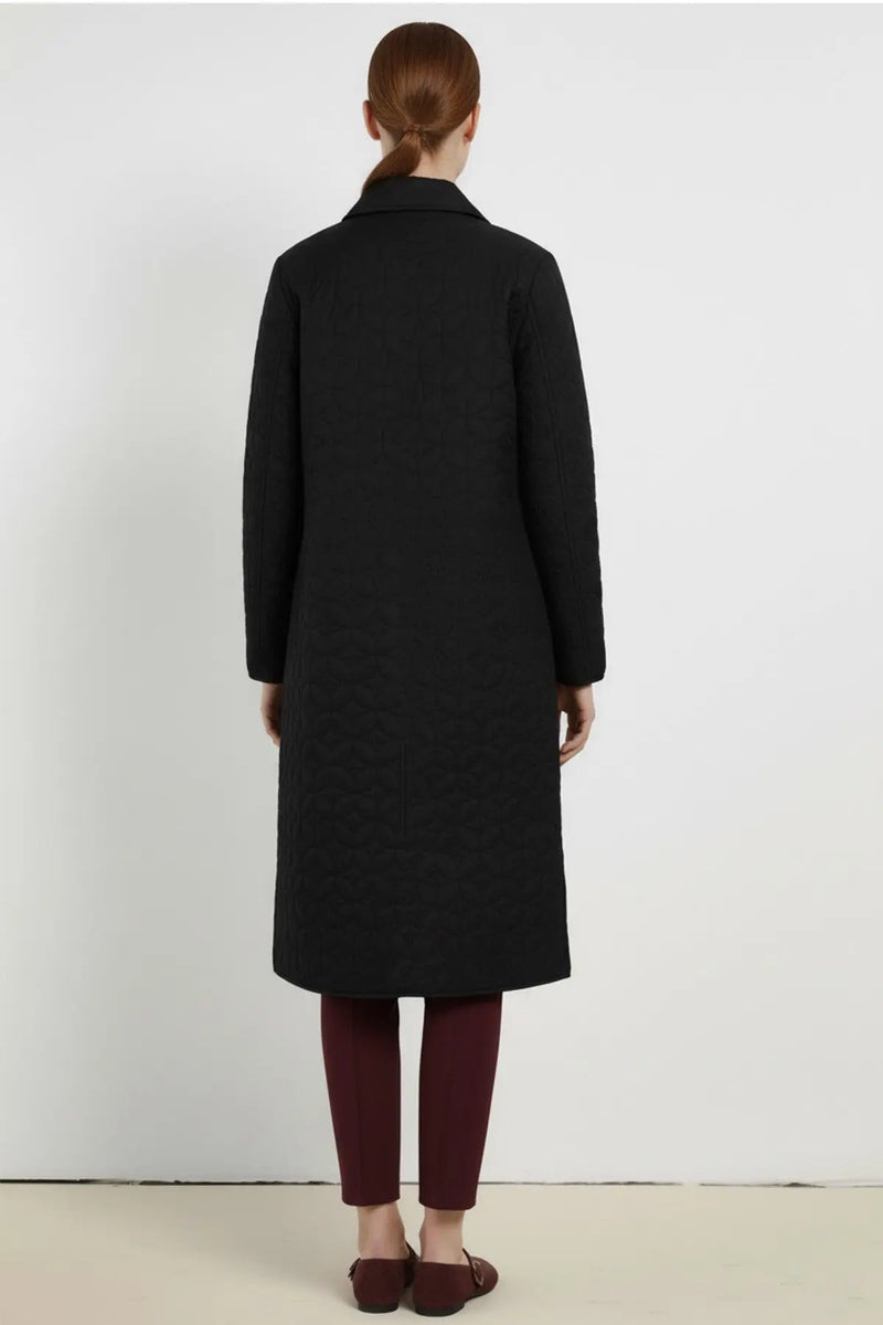 Siyah Kapitone Cep Detaylı Kadın Kaban  Mısırlı 1951