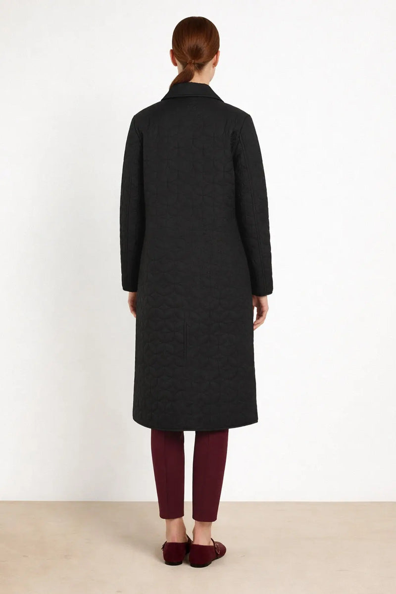 Siyah Kapitone Cep Detaylı Kadın Kaban - Mısırlı 1951