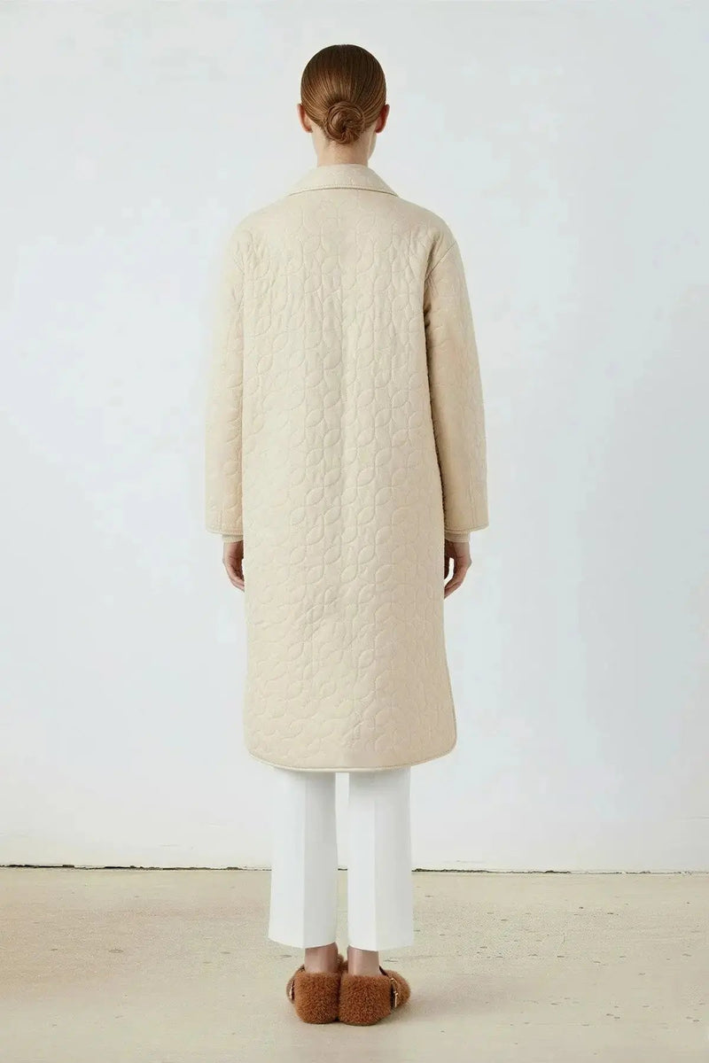 Ekru Kapitone Cep Detaylı Kadın Kaban  Mısırlı 1951