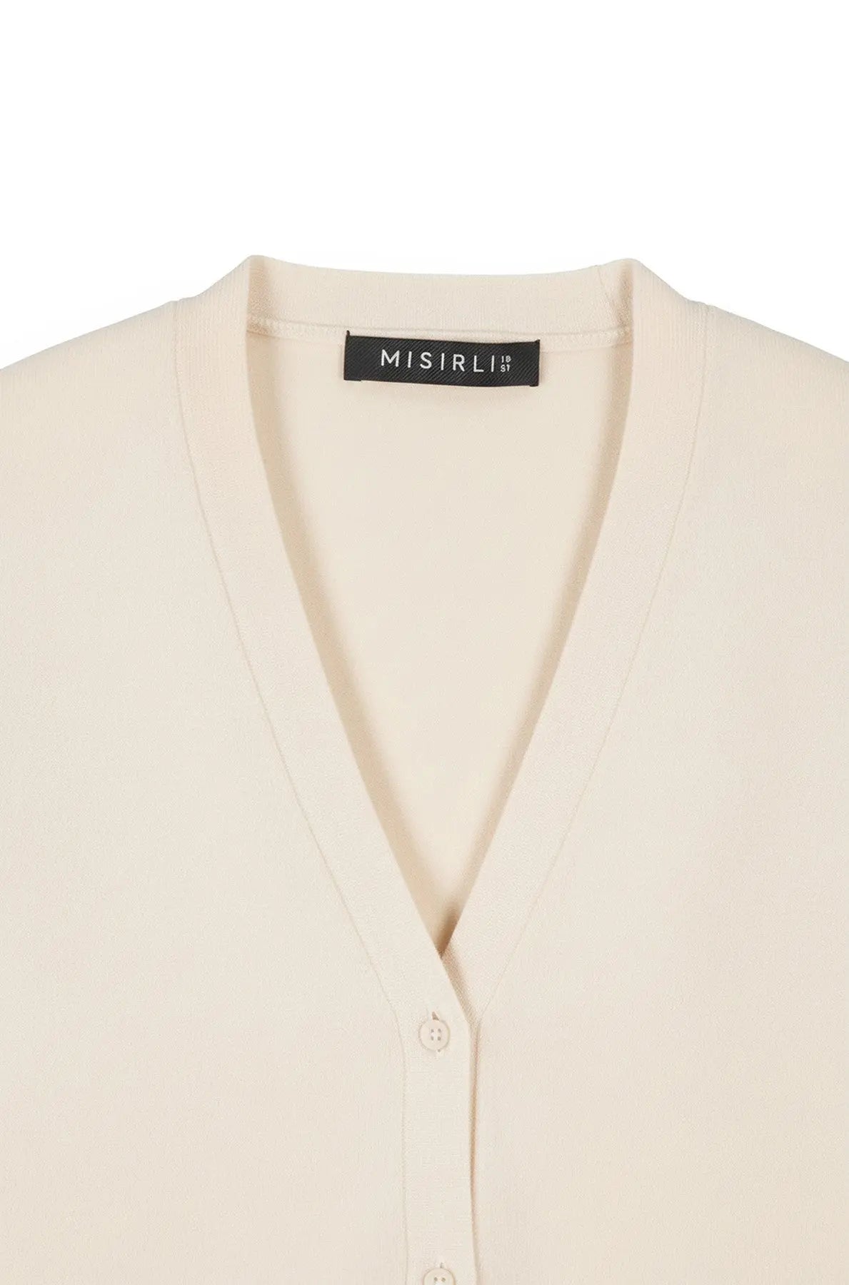 Ekru Düğme Detaylı Kadın Hırka  Mısırlı 1951