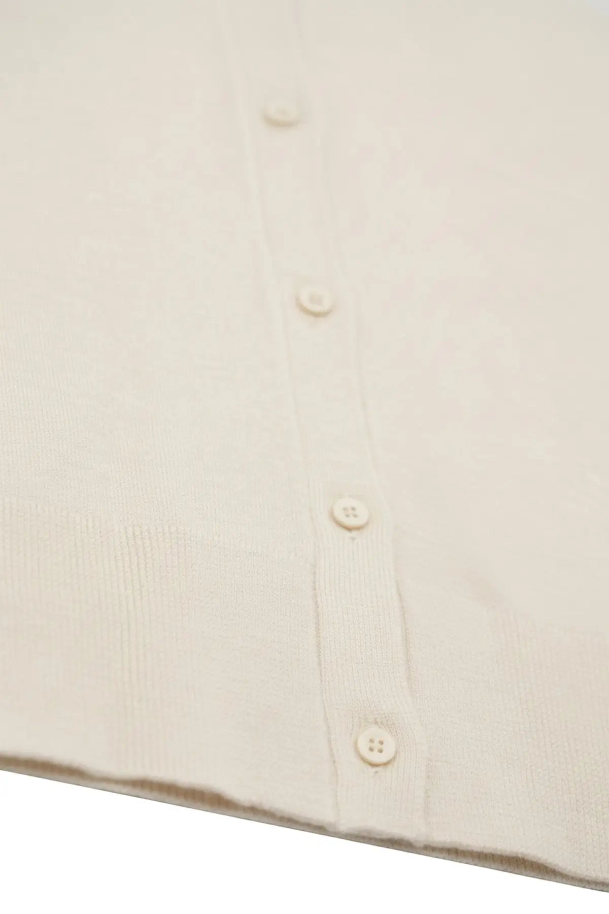 Ekru Düğme Detaylı Kadın Hırka  Mısırlı 1951