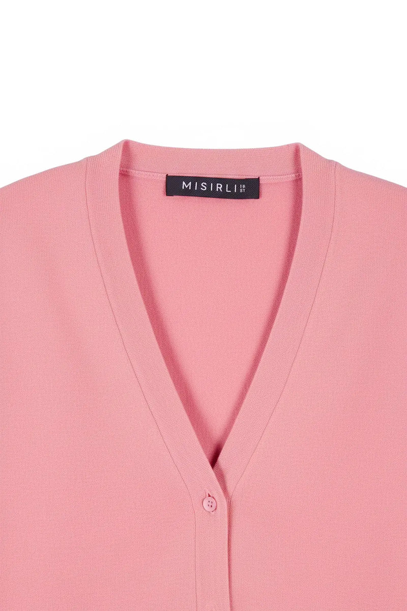 Pembe Düğme Detaylı Kadın Hırka  Mısırlı 1951