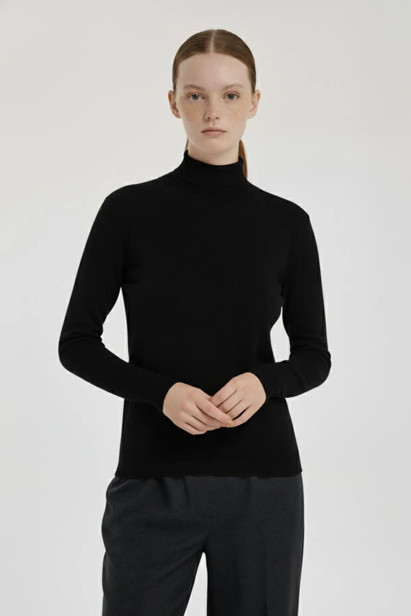 Siyah Balıkçı Yaka Kadın Kazak  Mısırlı 1951